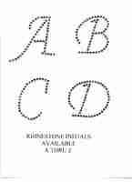 A set of Large Script (2-3 inch) Initials Iron On Rhinestone Appliques in black and white.