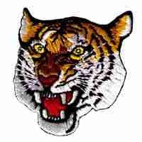 The Tiger's Ferocious Head (2-Pack) Iron On Patch is shown on a white background.