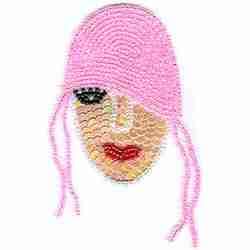 An image of a woman wearing a Large Flapper Girl Beaded Iron on Patch hat.