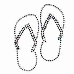 A pair of Large Rhinestud Flip Flop Iron on Applique with rhinestones on them.