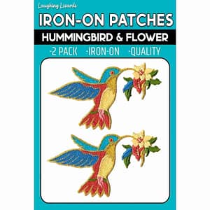 Hummingbird Patches (2-Pack) Bird Embroidered Iron On Patch Appliques and flower iron on patches.