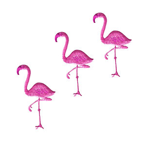 (3-Pack) Large Pink Flamingo Bird Iron On Patch