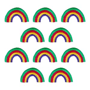 Six Rainbow Patches (10-Pack) Rainbow Embroidered Iron On Patch Appliques on a white background.