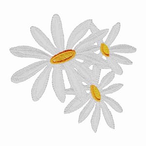 Triple White Daisies Floral Iron-on Patch embroidery design.