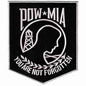 POW-MIA Iron On Military Jacket Back Patch, you're not forgotten patch.