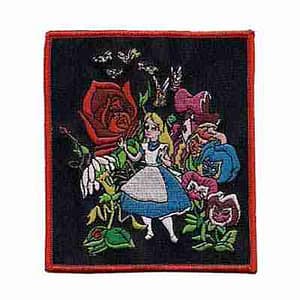 Alice in Wonderland in the Rose Garden iron on patch.