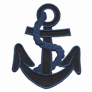 An Anchor Embroidered Iron on Patch embroidered on a white background.