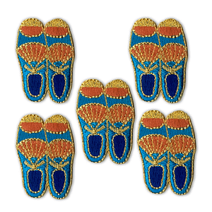 A set of Golf Shoes Patches (5-Pack) Golf Embroidered Iron On Patch Applique on a white background.