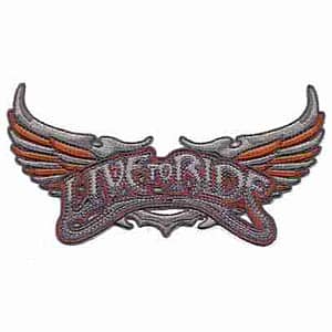 Live to Ride Winged Iron On Patch logo embroidered patch.