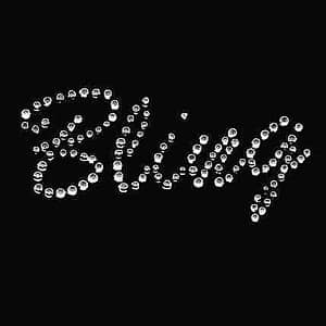 The Bling Hotfix Iron On Applique in Large Clear Iron on Rhinestones on a black background.