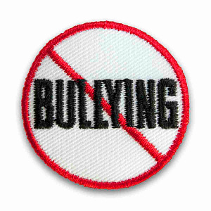 An Anti-Bullying Sign Iron On Patch on a white background.