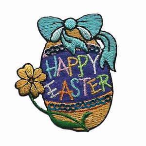 An Easter - "Happy Easter" Easter Egg Applique with the words happy easter on it.