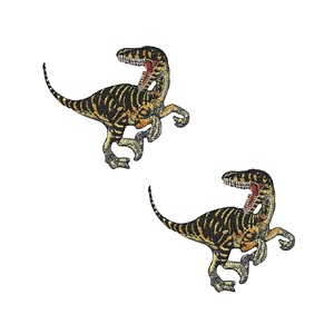 (2-Pack) Velociraptor Dinosaur Embroidered Iron on Patch