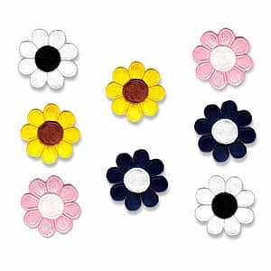 A set of six Cute Daisy Patches (5 Pack) Flower Embroidered Iron On Patch Appliques - 4 Color Choices!.