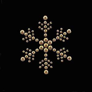 A Christmas Snowflakes - Large Rhinestud Iron On Applique in GOLD on a black background.