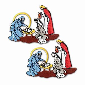 (2 Pack) Nativity Scene Iron On Patch Applique set of embroidered appliques.