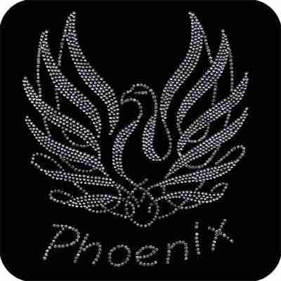 Rhinestone Mythical Phoenix Bird Iron on Applique rhinestone decal.