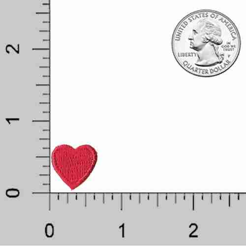 A Tiny Heart Patches (10-Pack) embroidered on a ruler.