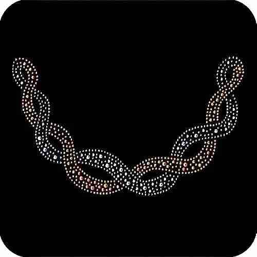An image of Braided Rhinestud Iron On Neckline Patch Applique with rhinestones on it.