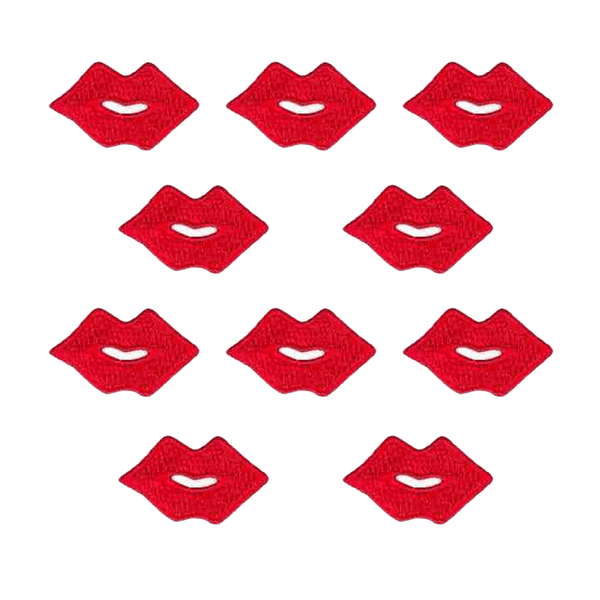 (10 Pack) - Small Red Lips Iron On Patch