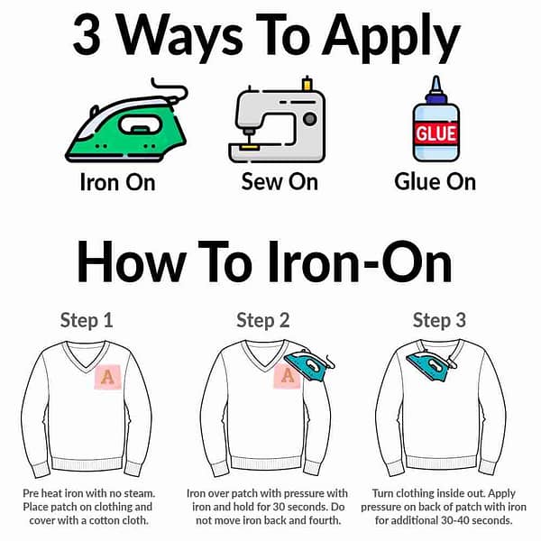 3 ways to apply Bear in Box Patches (2-Pack) Christmas Embroidered Iron on Patch Appliques to a shirt.