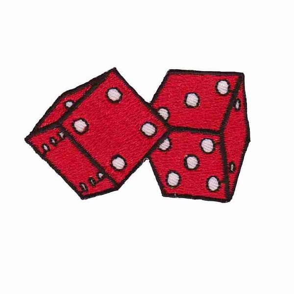 Dice - Red or Gold Double Dice Iron On Gambling Patch Applique