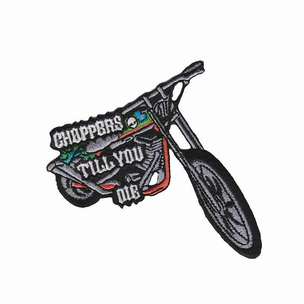 An image of a motorcycle with the words choppers tell you out.