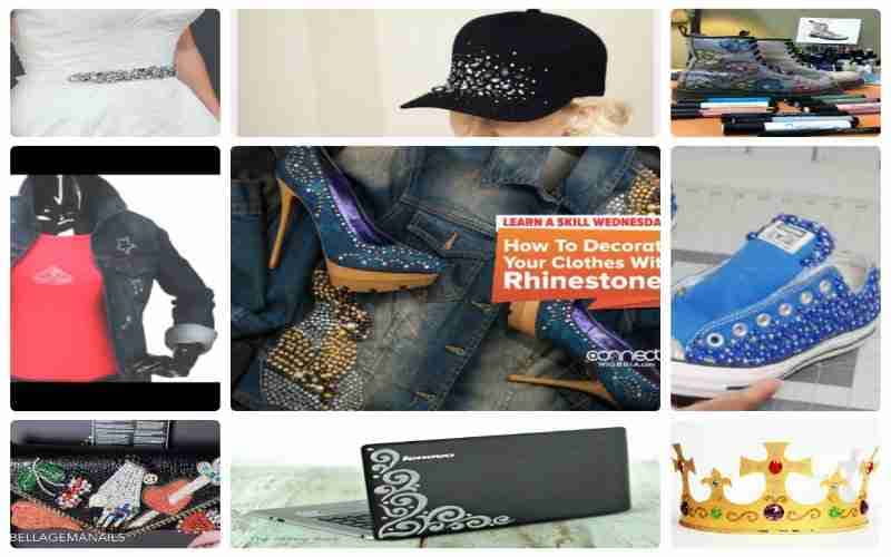 A collage of pictures of shoes, hats, and other items.