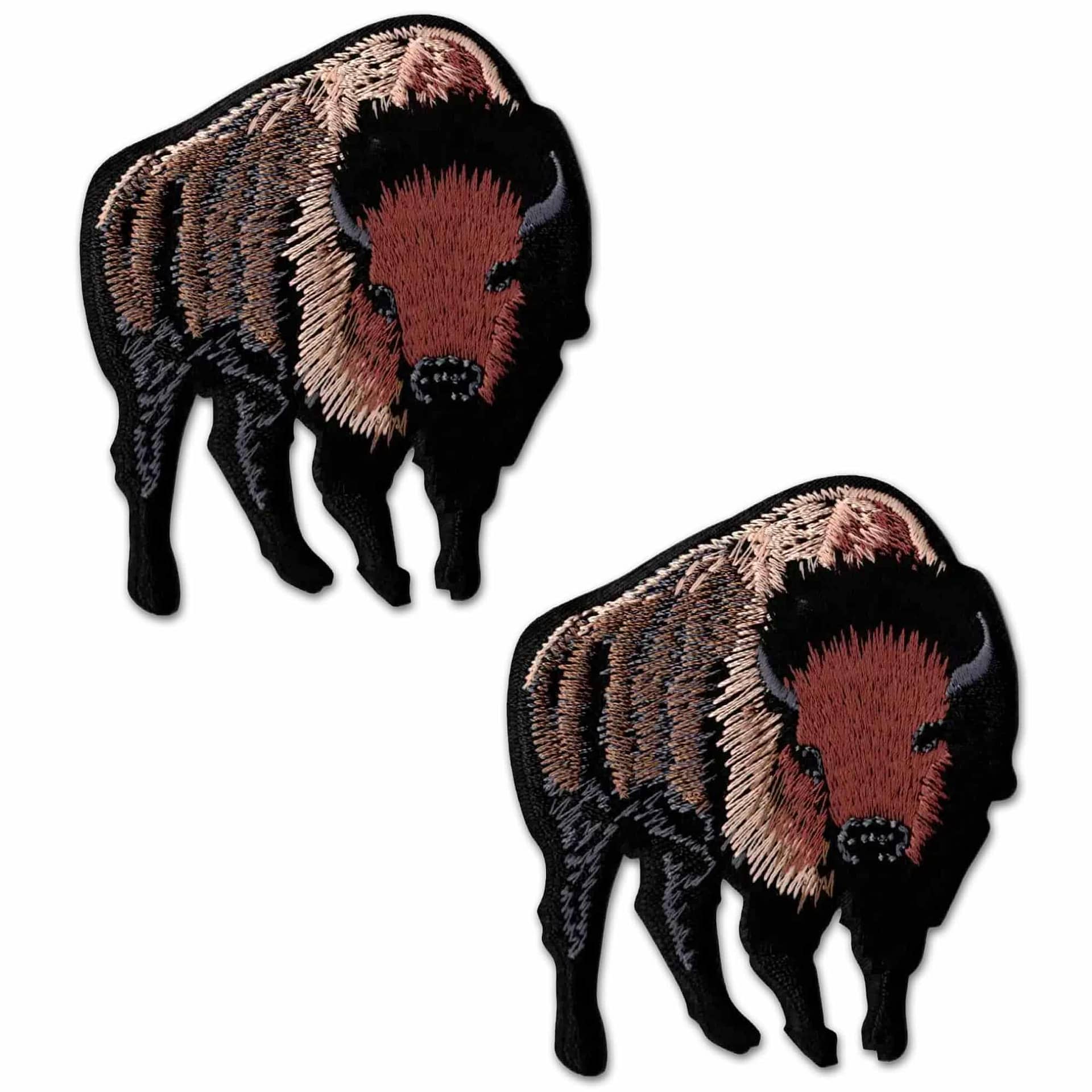 Buffalo Bison Patches 2 Pack Western Embroidered Iron On Patch Appliques Laughing Lizards 1237