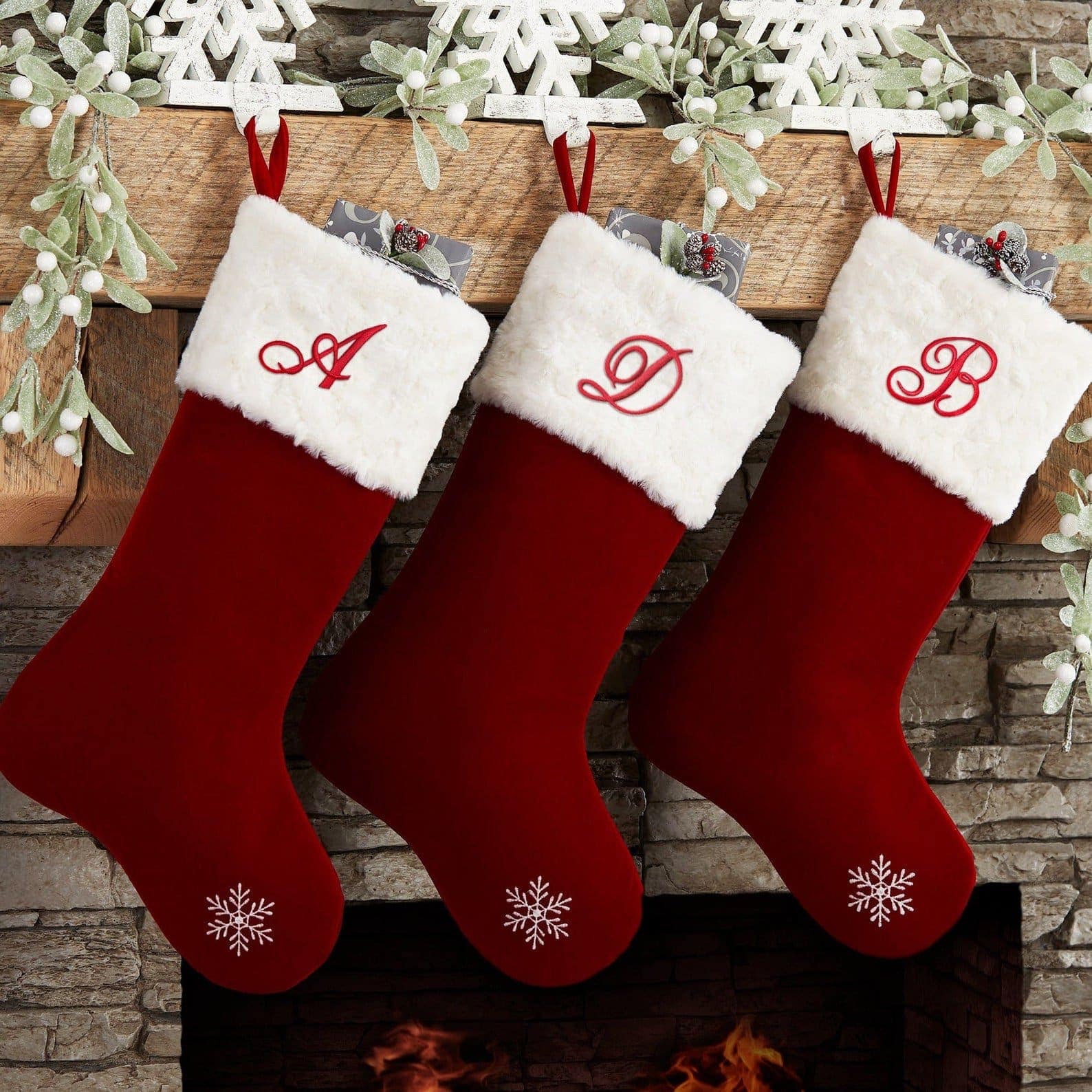 Christmas Stocking Letters Iron On Monogram Script Letter