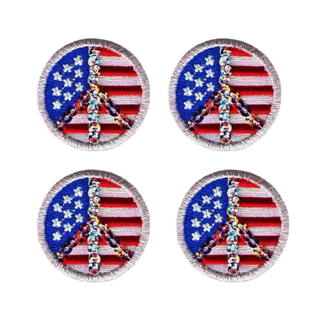 Laughing Lizards American Flag Patch 1 inch Tall Iron on (10-Pack), Size: 1-3/8W x 7/8h, Red