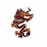 Dragons - Red/Black SMALL Asian Dragon Iron-On Embroidered Patch