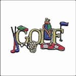 Small “GOLF” with Red Accessories Iron On Patch Applique: Red