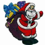 Christmas Santa Claus with Bag of Presents Iron On Patch