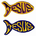 Jesus Fish (Blue) Iron On Religious Patch Applique