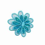 Sparkle Daisy in Blue Iron On Flower Applique