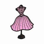 50s Pink and Black Striped Dress on Dress Form Stand Iron on Patch