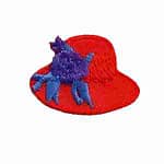 Tiny Red Hat Lady Hat with Flowers Iron On Patch