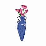 Wildflowers in Tall Blue Vase Floral Iron On Patch