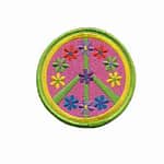 Green and Pink Flower Peace Sign Iron On Patch