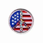 1″ Sequin Peace Sign Over USA Flag Iron on Patch