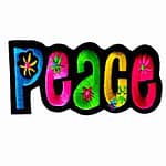 Peace Iron On Patch Applique with Flowers