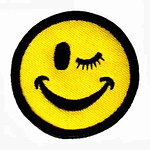 Winking Smiley Face Iron On Patch – 2-1/8″