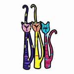 Trio of Slender Cool Cats Iron On Patch