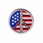 Sequin Peace Sign Over USA Flag Iron on Patch