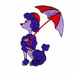 Red Hat Poodle with Umbrella Iron On Patch