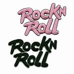 Rock N Roll Embroidered Script Iron On Patch: Pink or Black