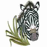 Curious Zebra in Grass Embroidered Iron On Patch