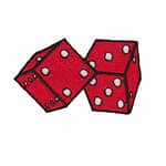 Double Dice Gambling Iron On Patch: Red or Gold