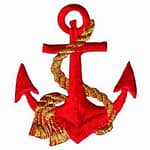 Red Anchor with Gold Rope Nautical Iron On Patch
